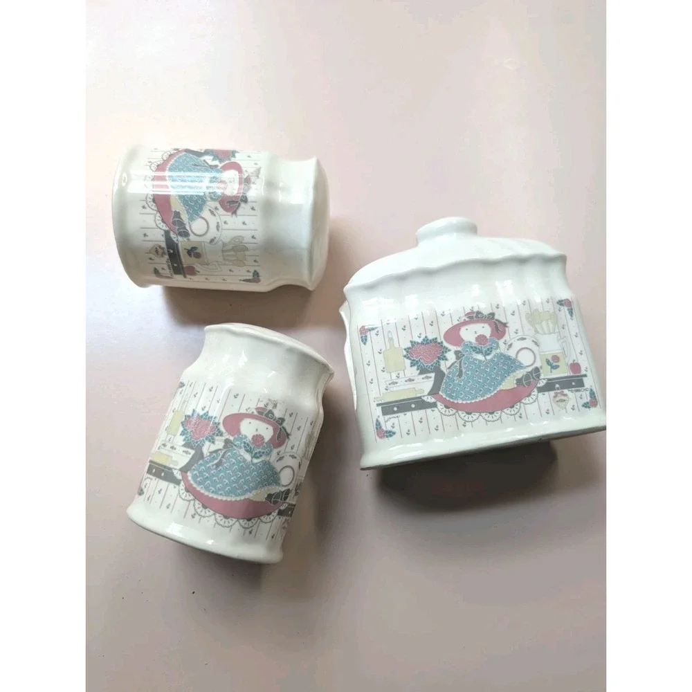 Vtg 1988 Country Cat Kitten Cottage Core Ceramic Salt Pepper Napkin holder Lot